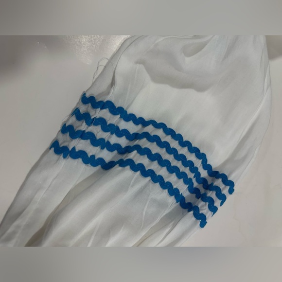 Blue Island White & Blue Rickrack Boho Beach Coverup Dress Size Small - Picture 7 of 16